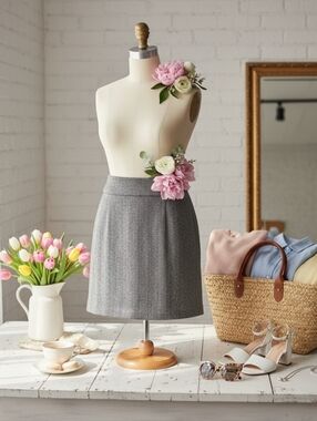 Gray Tweed A-Line Mini Skirt